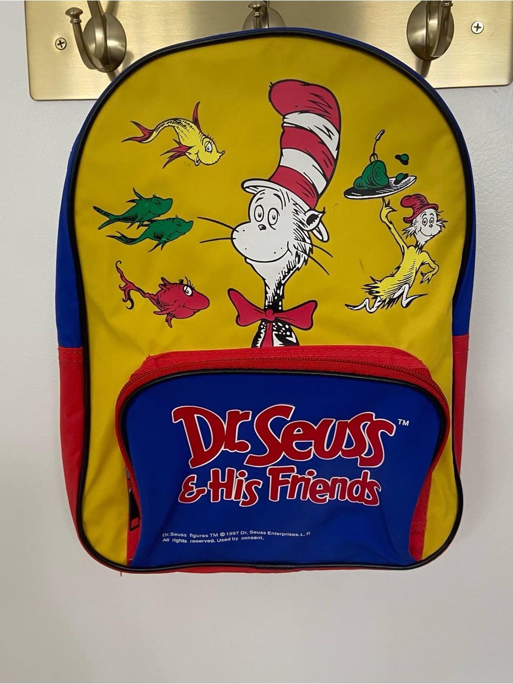 Vintage 1997 Dr. Seuss & His Friends Backpack Cat in the Hat Book Bag School Bag